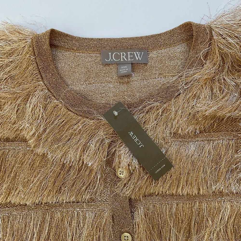 J. Crew Fringe Cardigan in Metallic Yarn NWT